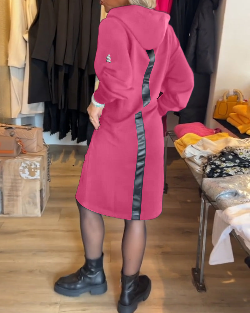 Solid dress with hood and pockets