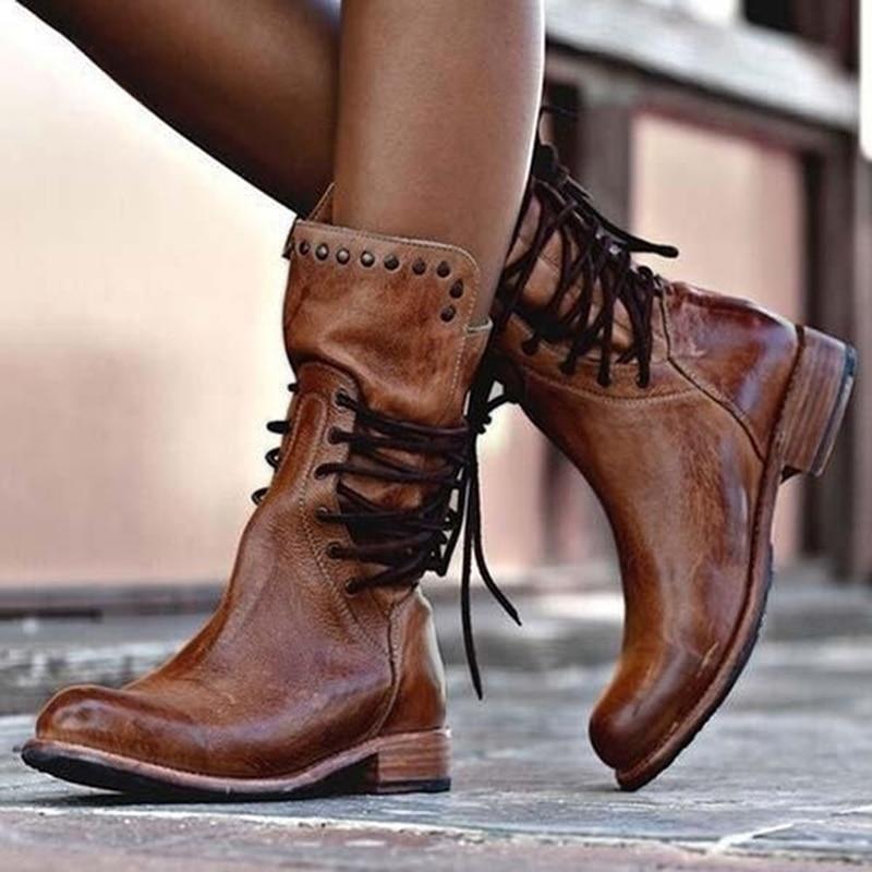 Sophia - Leather Lace-up Boots