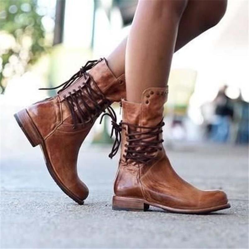 Sophia - Leather Lace-up Boots