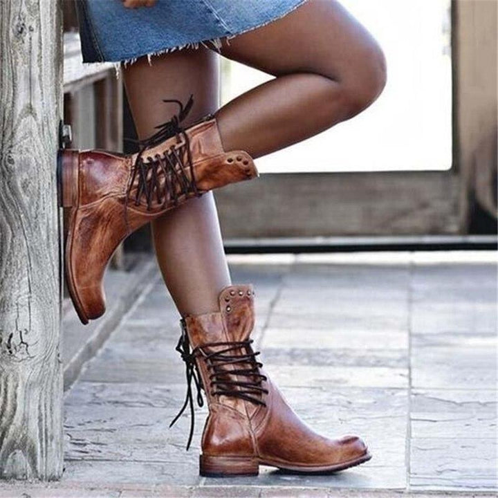 Sophia - Leather Lace-up Boots