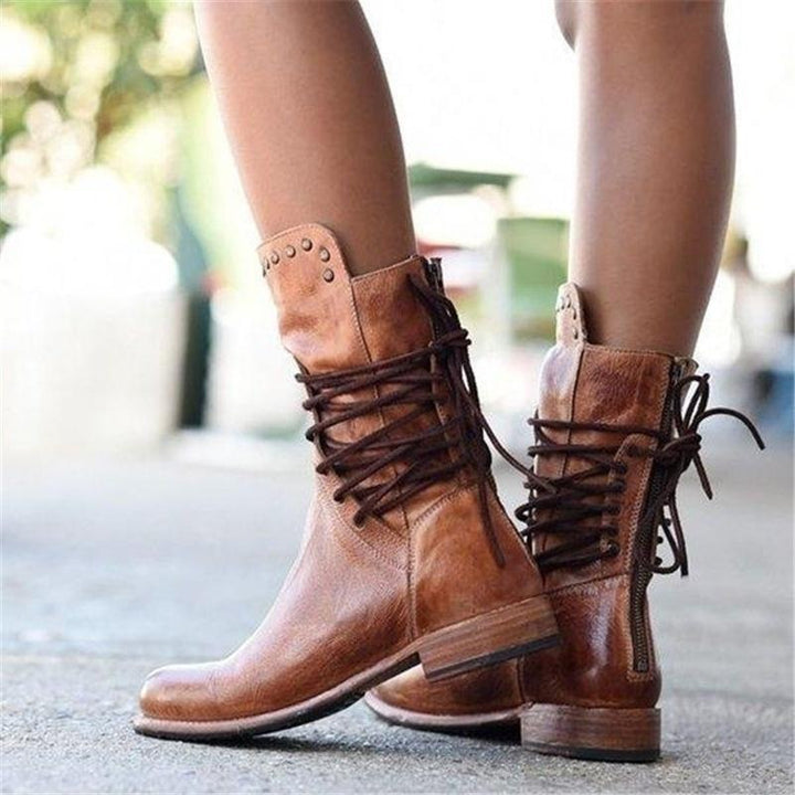 Sophia - Leather Lace-up Boots