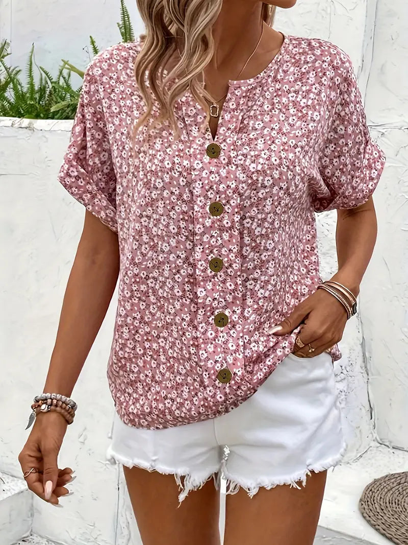 Charis Floral Button-Up Blouse