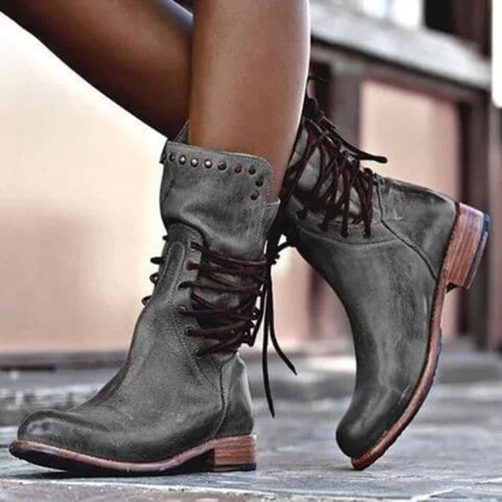 Sophia - Leather Lace-up Boots