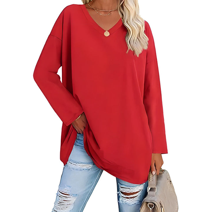 Long-sleeved jumper with V-neckline