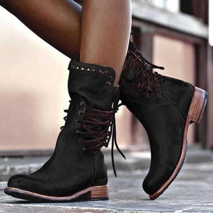 Sophia - Leather Lace-up Boots