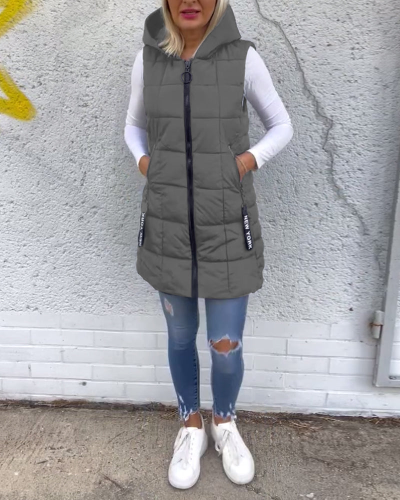 Sleeveless Padded Zip Coat