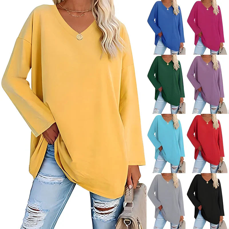 Long-sleeved jumper with V-neckline