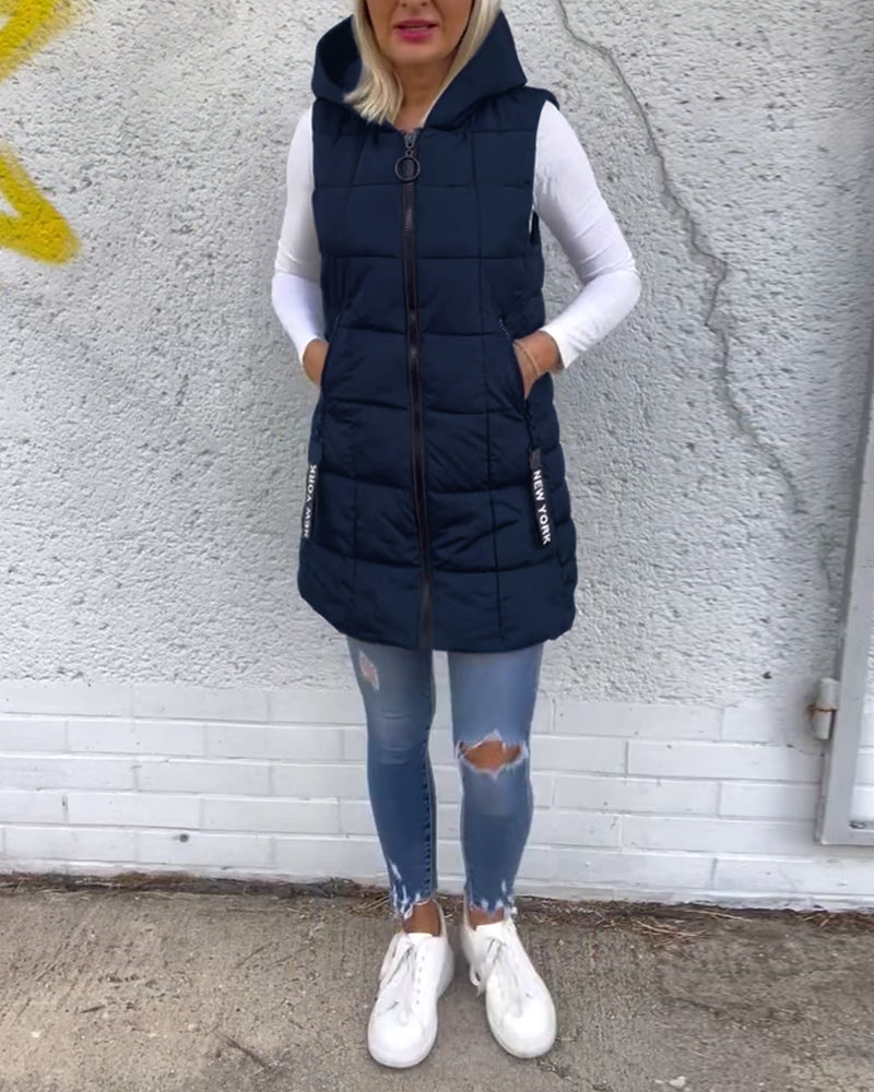 Sleeveless Padded Zip Coat