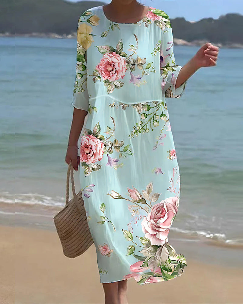 FRANKIE | ELEGANT FLORAL DRESS WITH TUMMY COVERING SALE