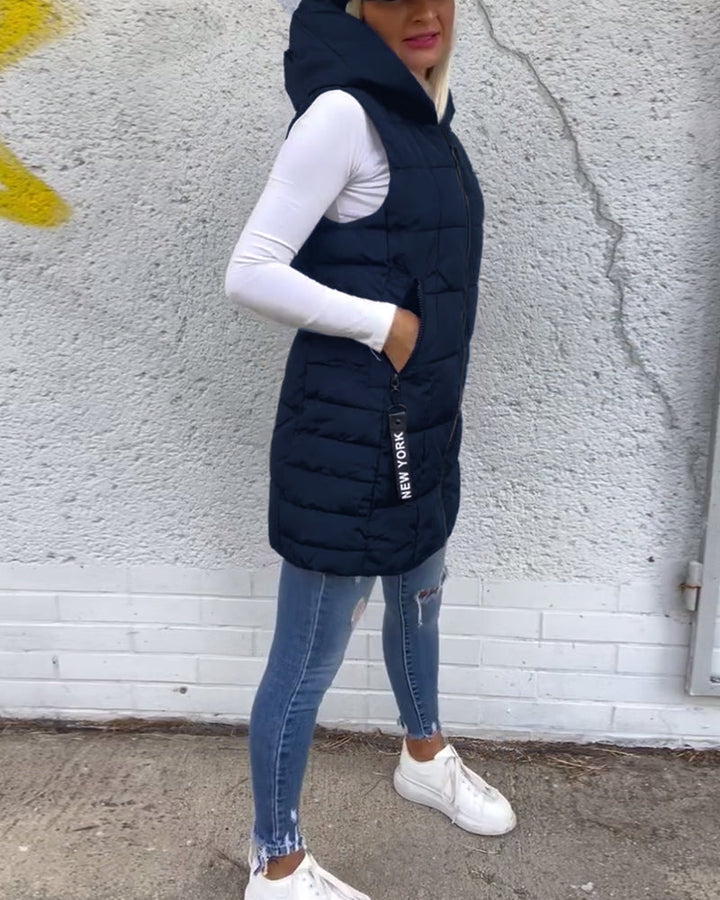 Sleeveless Padded Zip Coat