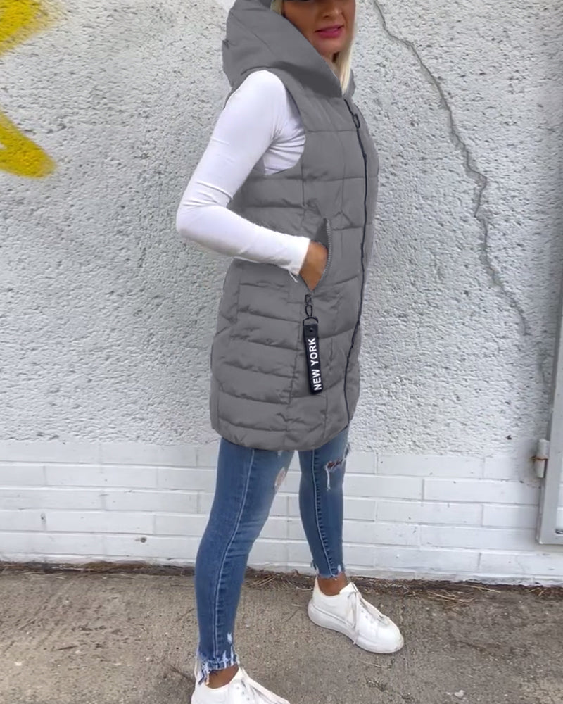 Sleeveless Padded Zip Coat