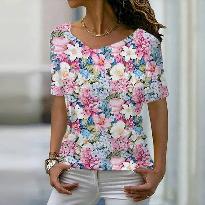 Elegant Floral Print T-Shirt