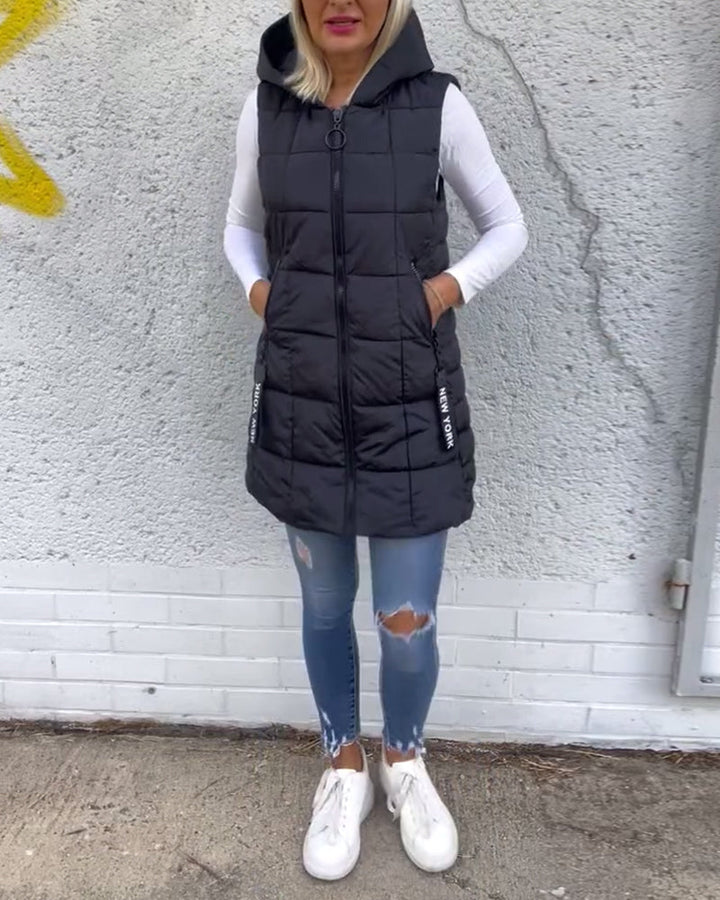 Sleeveless Padded Zip Coat