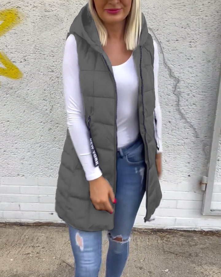 Sleeveless Padded Zip Coat