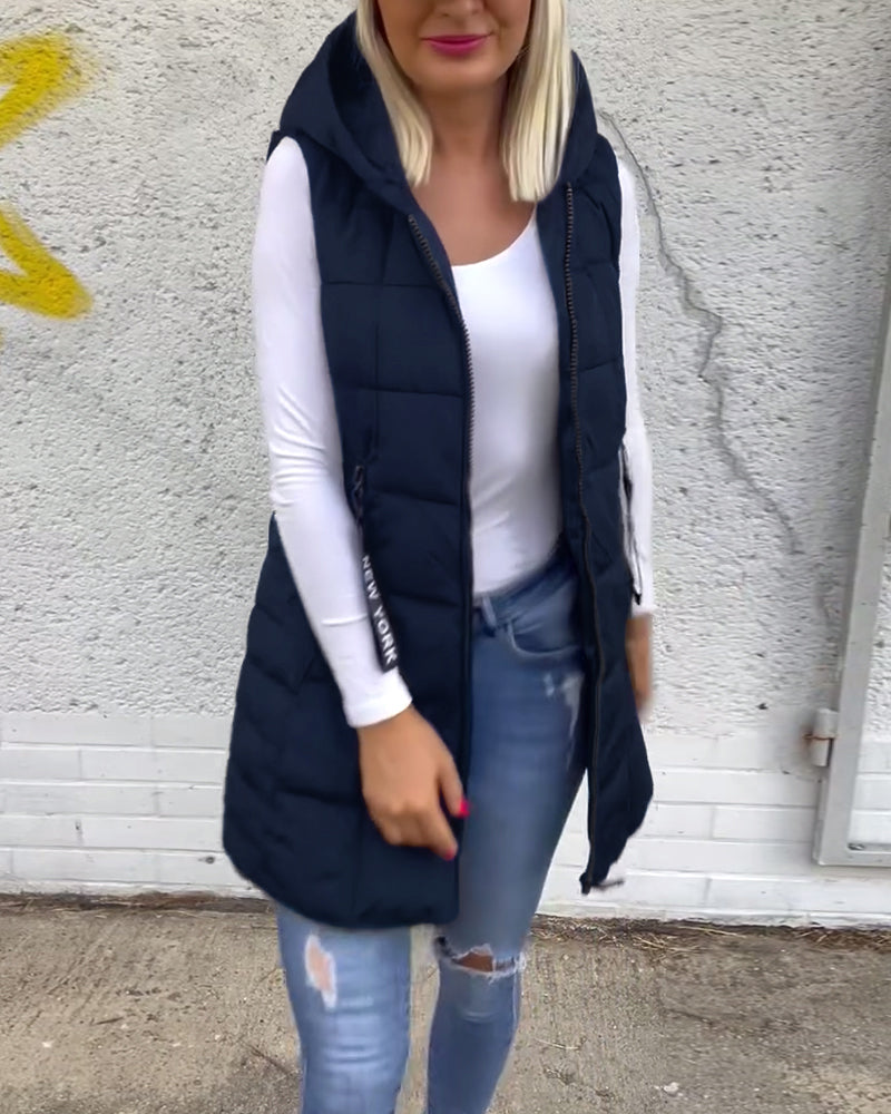 Sleeveless Padded Zip Coat