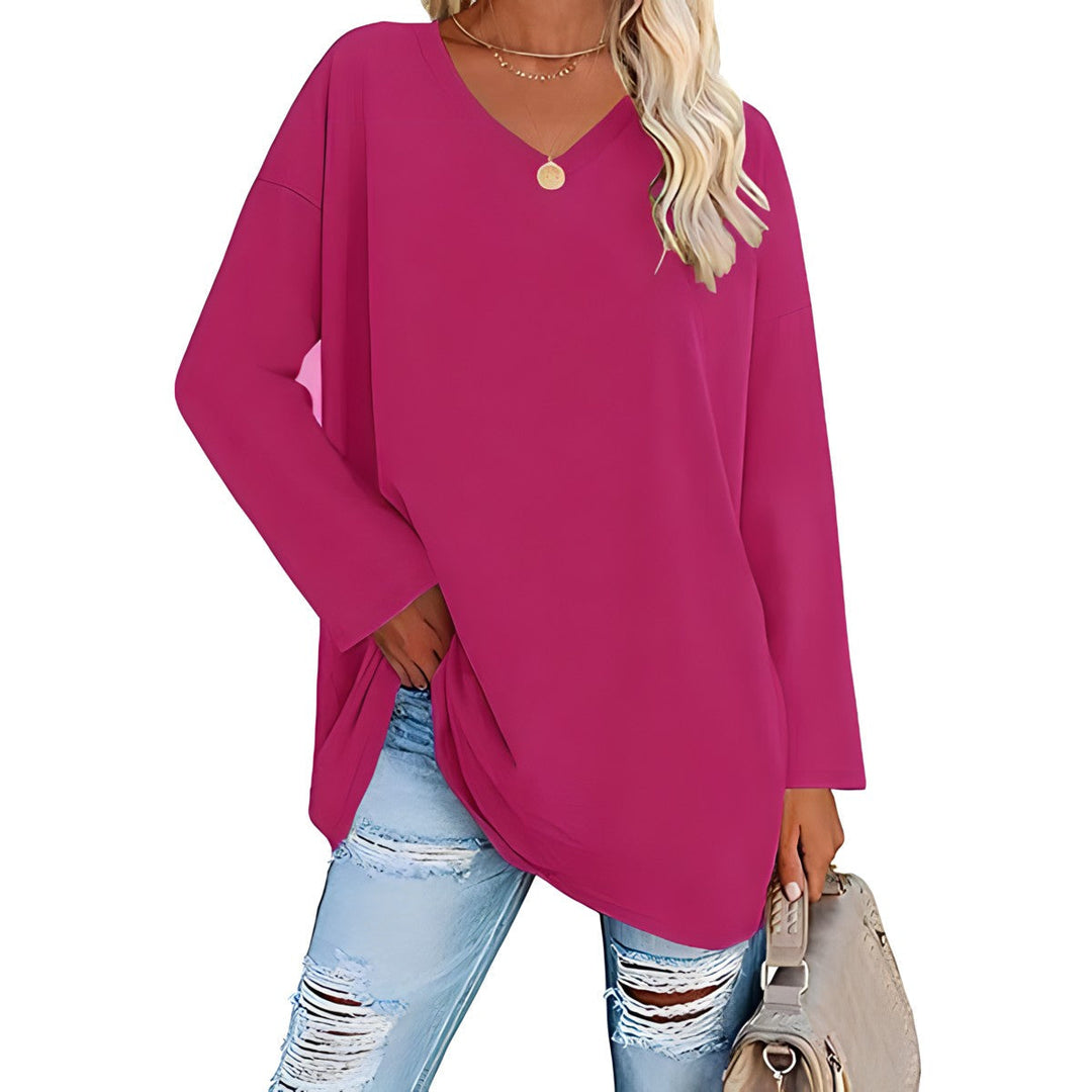 Long-sleeved jumper with V-neckline