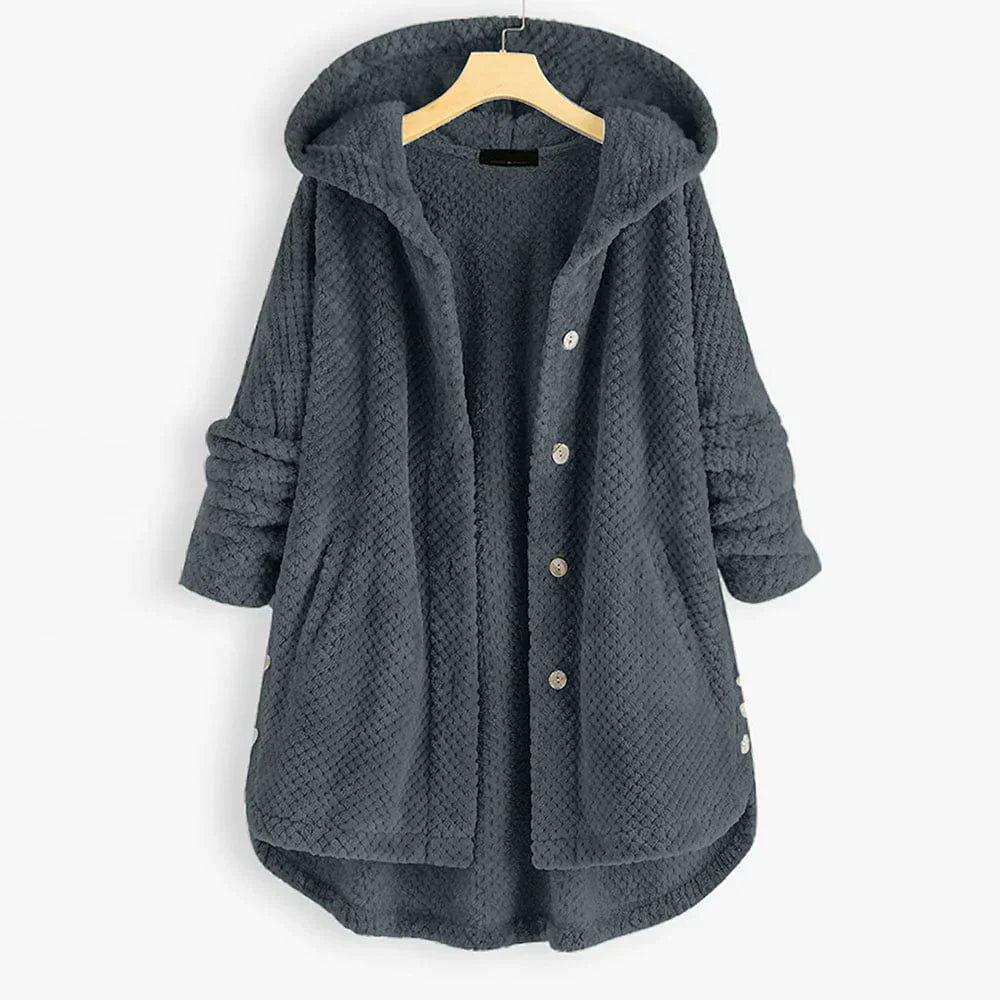 Lois - Ribbed Coat with Elegant Hood