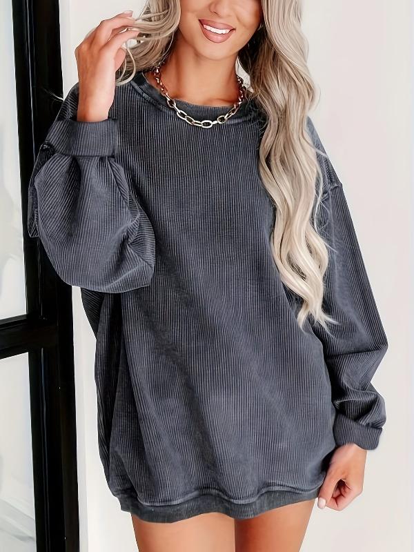 Emmeline | Solid Ribbed Sweatshirt