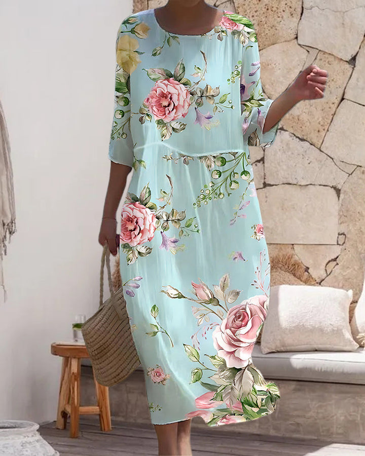 FRANKIE | ELEGANT FLORAL DRESS WITH TUMMY COVERING SALE