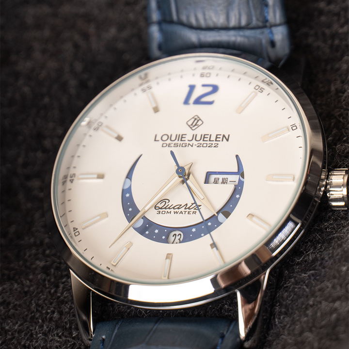 Elegant Moonphase Watch with Luminous Calendar Week