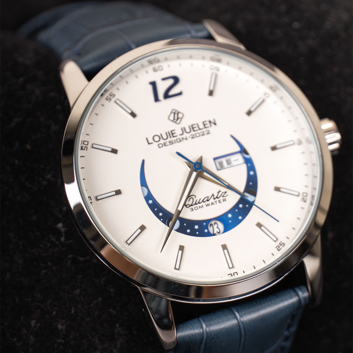 Elegant Moonphase Watch with Luminous Calendar Week