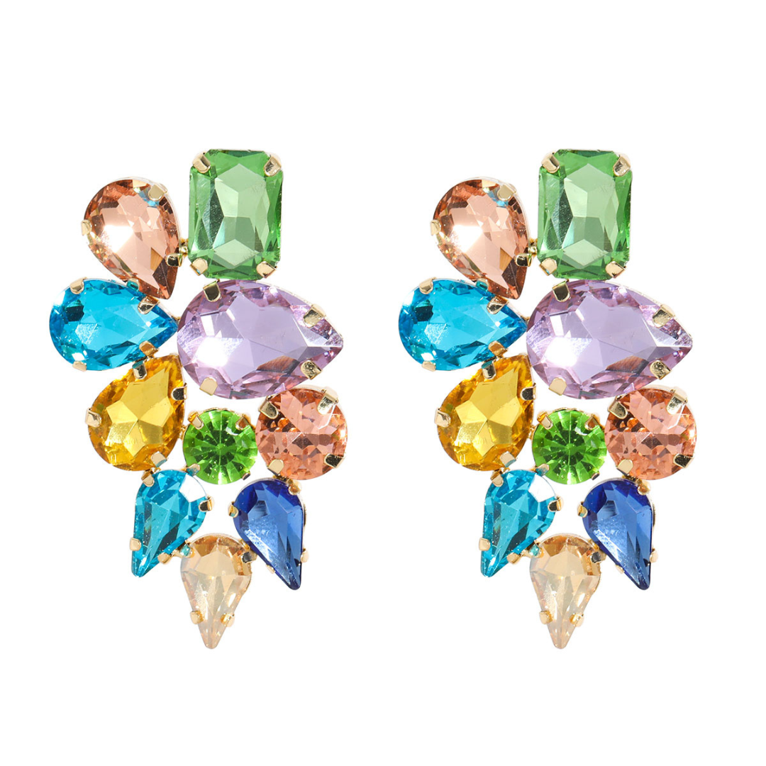 Earrings with Coloured Gemstones in the shape of leaves