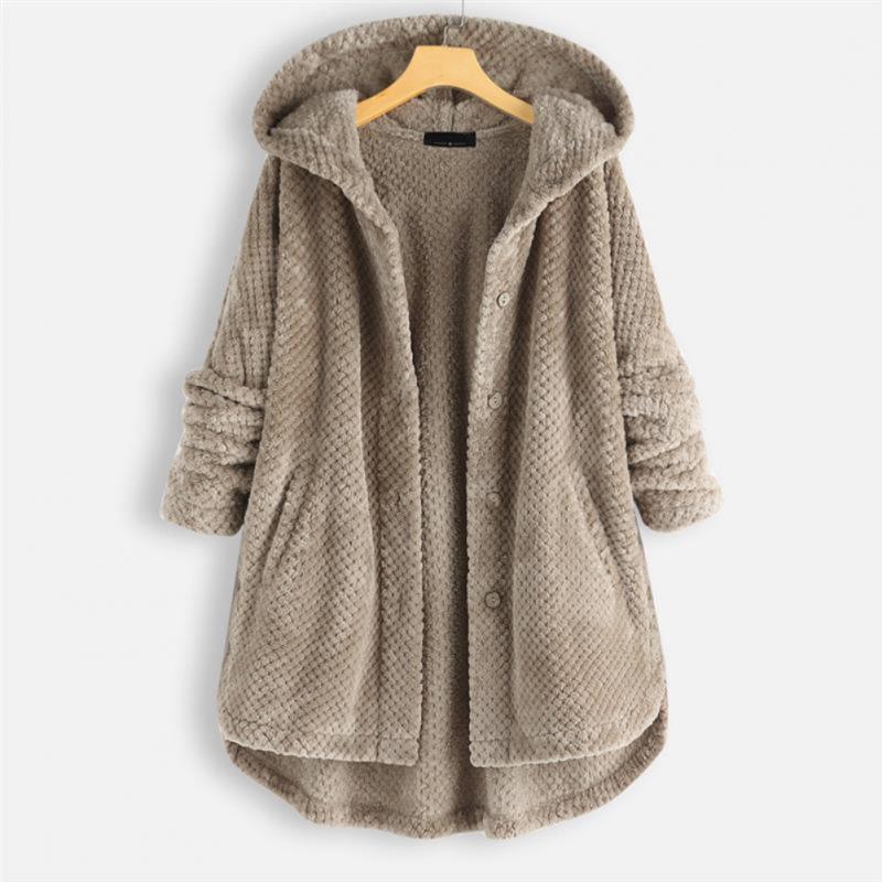 Lois - Ribbed Coat with Elegant Hood