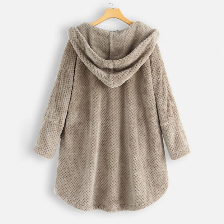 Lois - Ribbed Coat with Elegant Hood