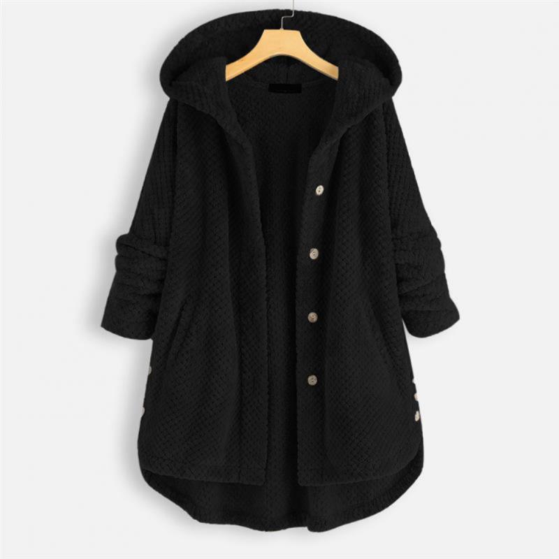 Lois - Ribbed Coat with Elegant Hood