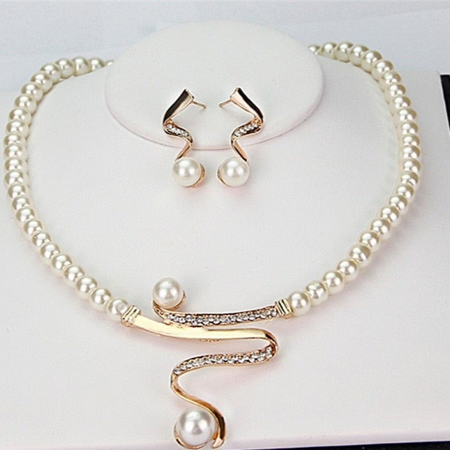 Natural Pearl Necklace + Earrings Set