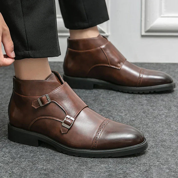 Darell | Double Monk Strap Leather Boots