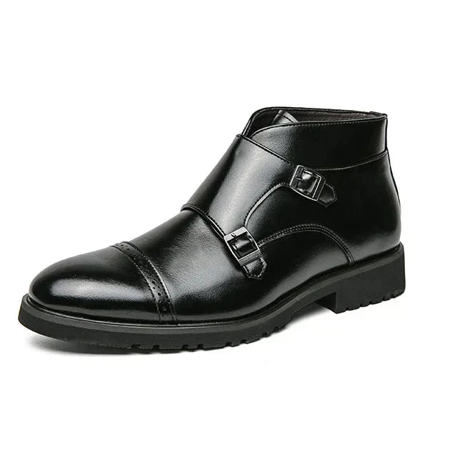 Darell | Leather double monk boots with strap