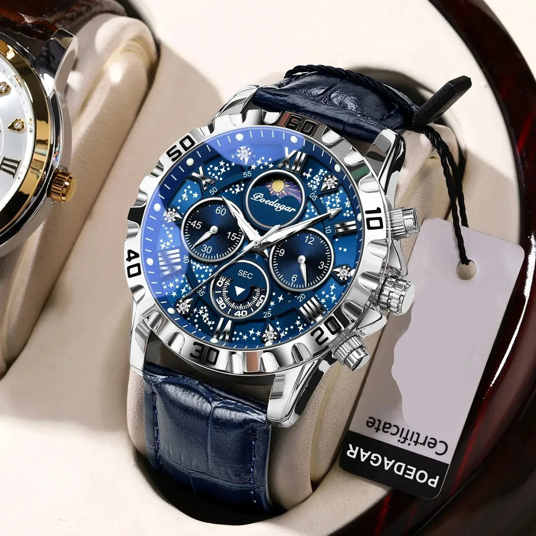 Luxury Chronograph Watch with Leather Band