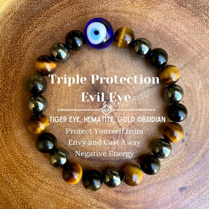 Triple Protection Evil Eye Bracelet: Luck, Prosperity & Well-being