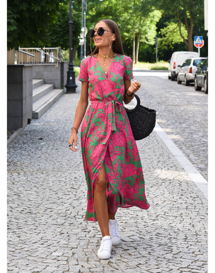 GRACE- V-NECK SUMMER DRESS WITH TUMMY COVERING SALE