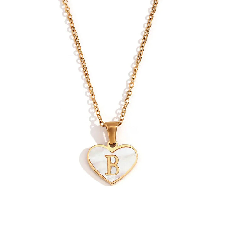 Heart Shell Letter Pendant Necklace