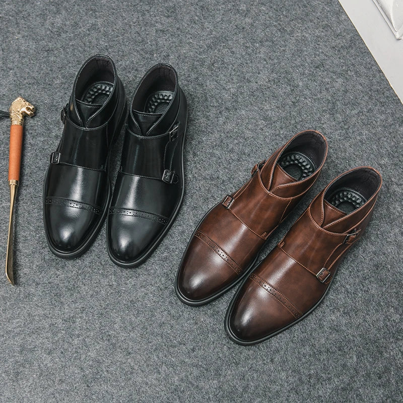 Darell | Double Monk Strap Leather Boots