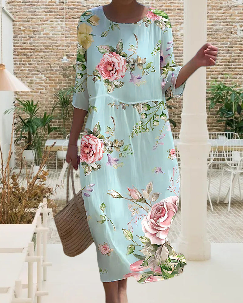 FRANKIE | ELEGANT FLORAL DRESS WITH TUMMY COVERING SALE