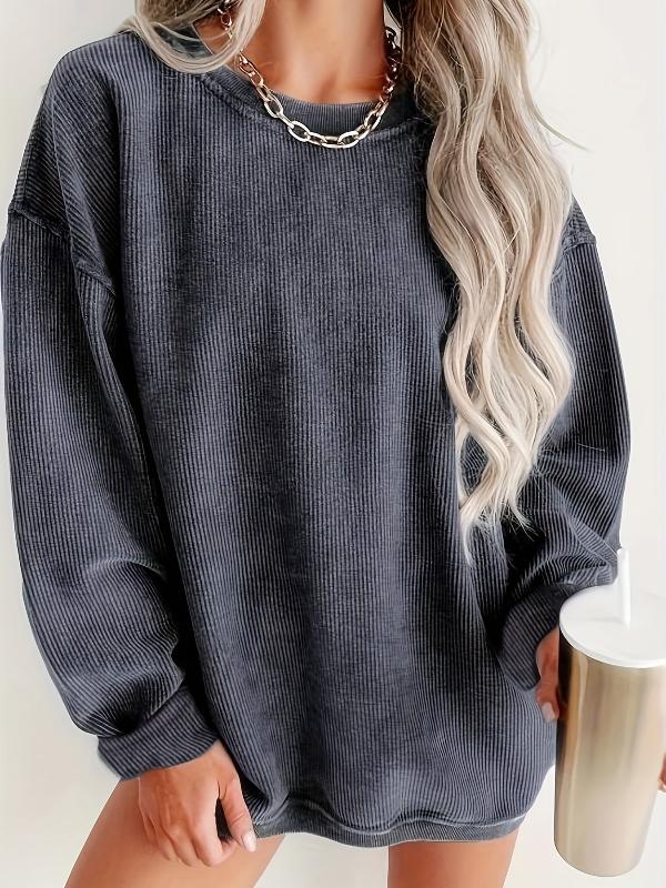 Emmeline | Solid Ribbed Sweatshirt