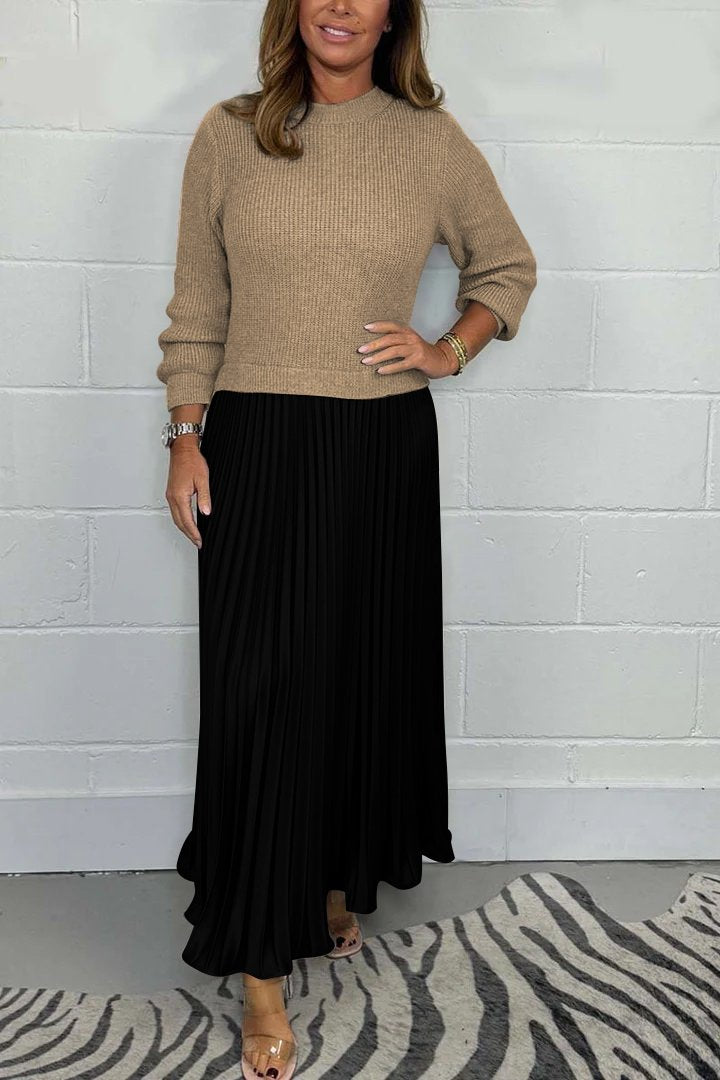 Ingrid - Long Sleeve Jumper & Pleated Bottom Dress