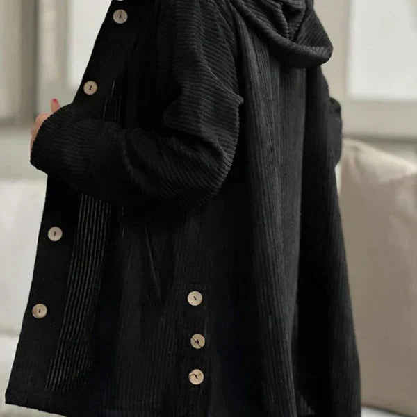 Lois - Ribbed Coat with Elegant Hood