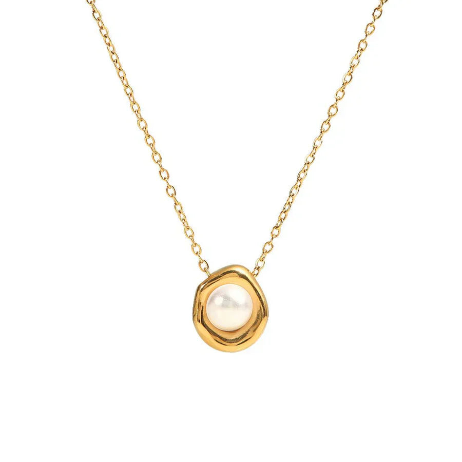 Gold-coated salt pearl necklace